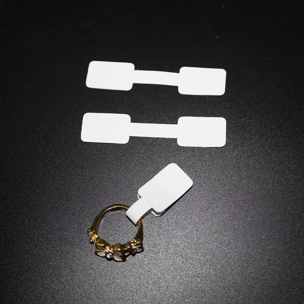 White Jewelry Sticky Necklace Stickers Display Tags Paper Price Labels Hang Size Ring Sticker