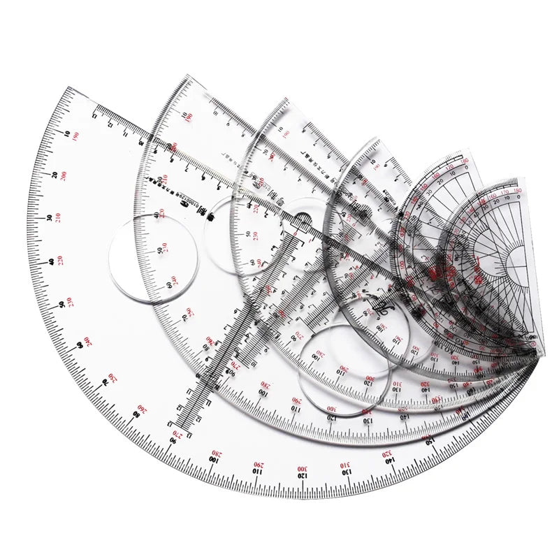 15 cm diameter medium size measuring instrument organic matter 180 degree semicircular protractor
