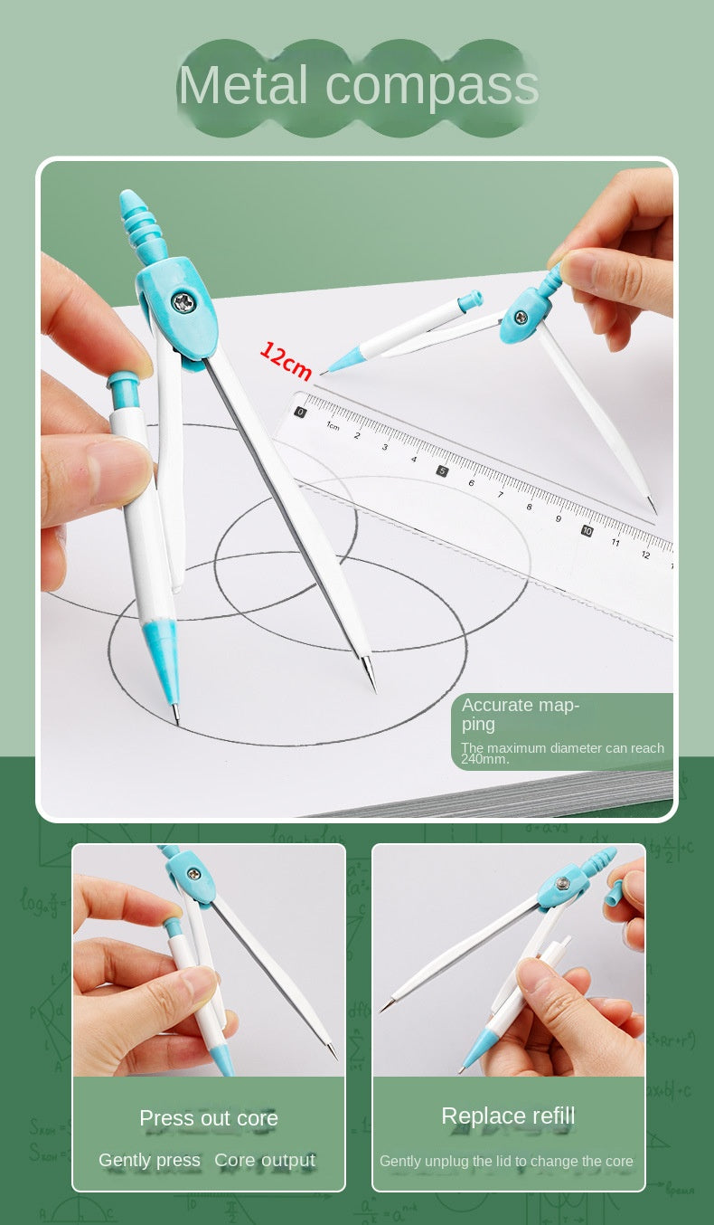 4pcs/7pcs Geometric Mathematical Drawing Tool Set Multi-functional Compass Protractor Ruler Eraser