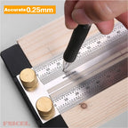 Precision Marking Ruler 200/300/400mm Stainless Steel Marking T-Rule 180mm Angle Ruler Automatic Pencil Scribing Mark Line Gauge