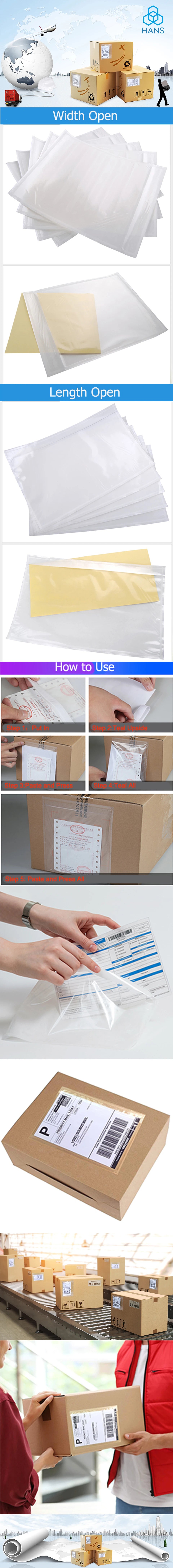 30PCS Pouches Invoice Enclosed Adhesive Bags Shipping Label Plastic Envelopes Clear Self Adhesive Top Loading Packing List
