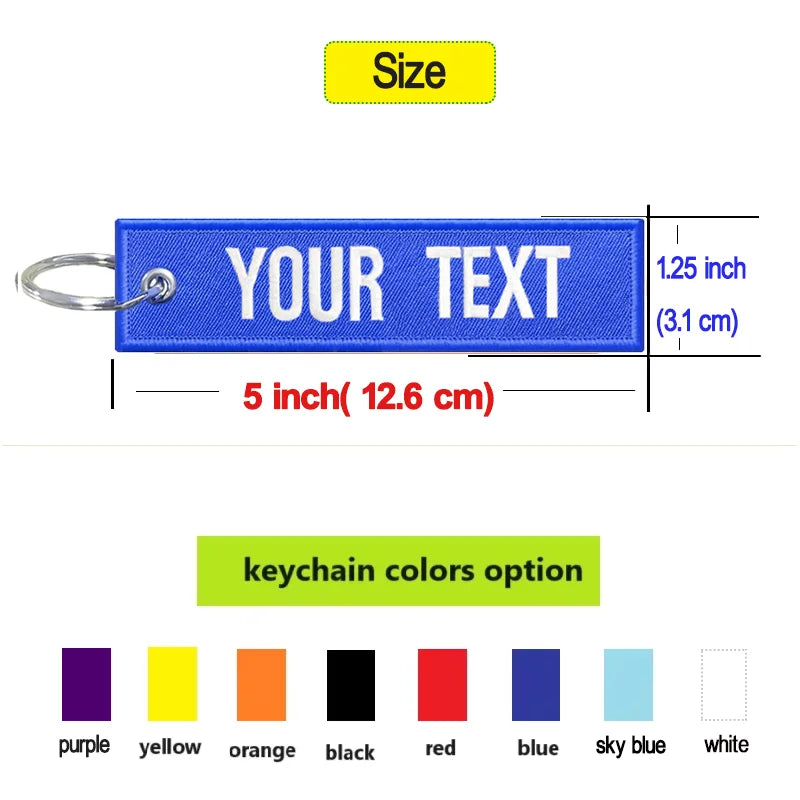 Customized Key Chain Tag Motorcycle Outboard Double Sided Embroidered Keychain