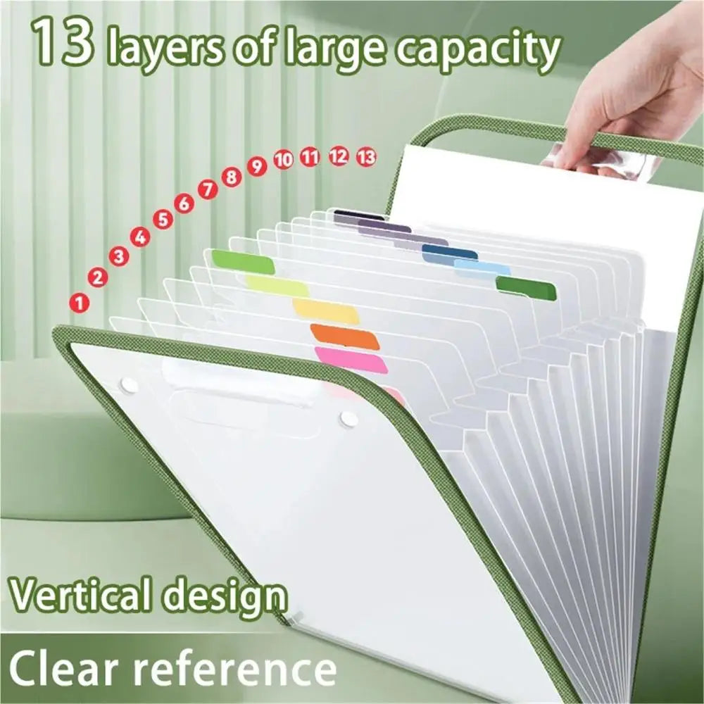 A4 Accordion File Folder Translucent 13 Pockets Expanding Letter Labels School Home Office Document Receipt Filing Organizer
