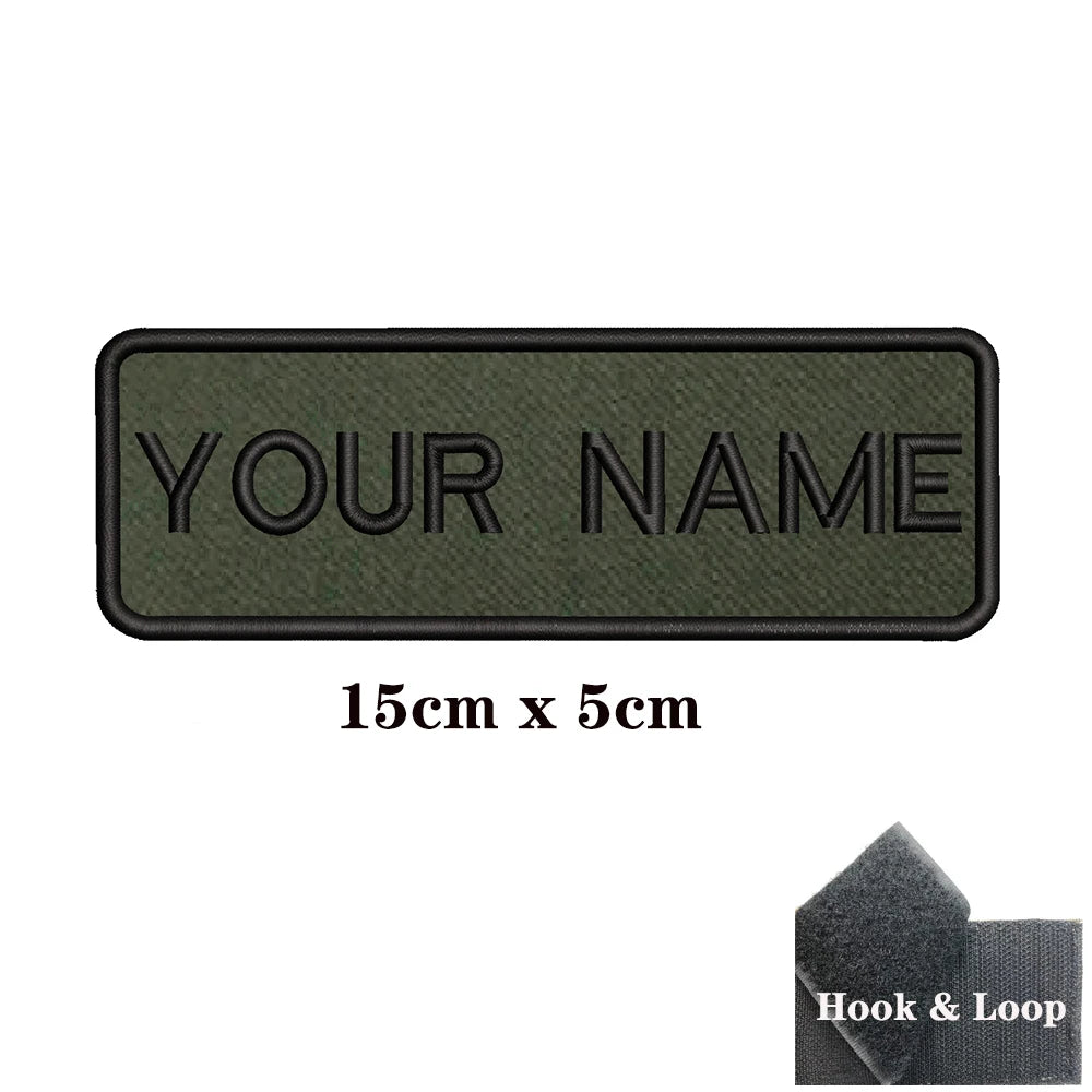 1PC Custom Personalized Name number Patch Stripes Badge tags chevrons Armband Iron On Or Hook Loop embroidered Military green