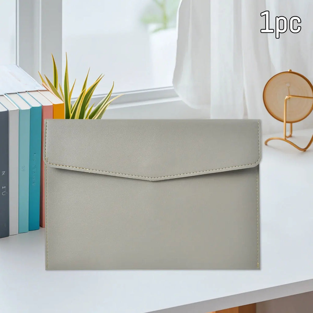 WQN-1PC PU Leather Document Bag A5, Wear-Resistant, Large Capacity, Waterproof, Suitable for Office and School Document Storage