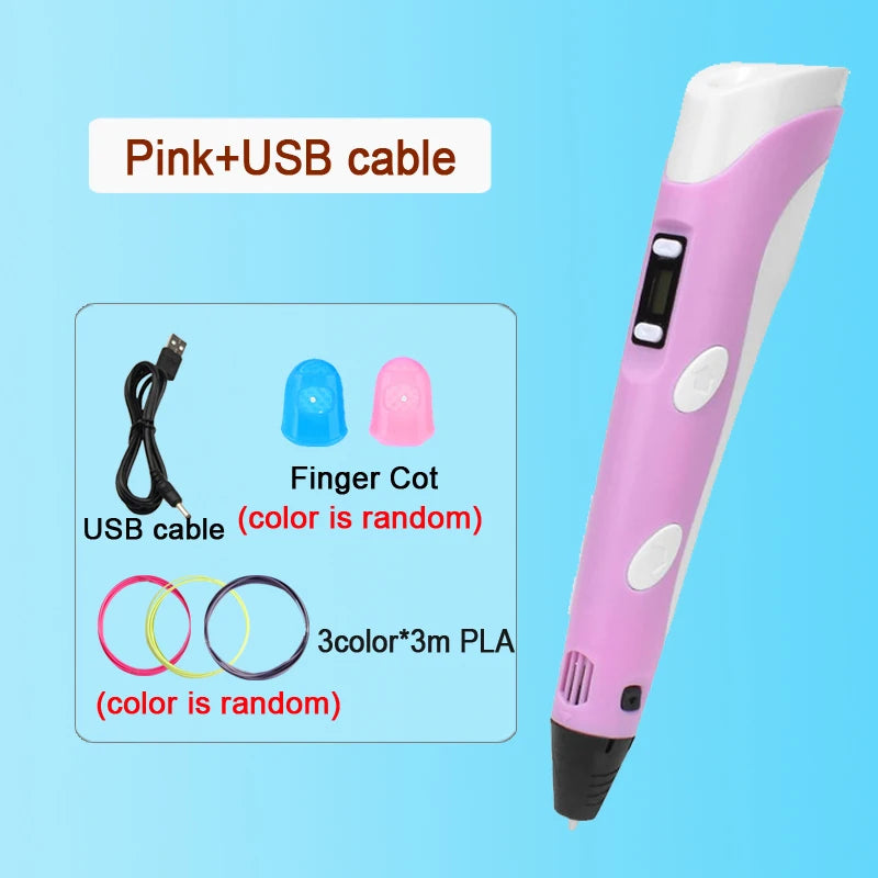 3D Printing Pen With LCD Screen Compatible PLA Filament Drawing Pen Safe Paiting for Children DIY Boys Girls Birthday Gifts
