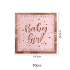 Rose Gold Party Disposable Tableware Set Light Powder Paper Plates Cups Straws Kids Birthday Party Decorations Babyshower Girl