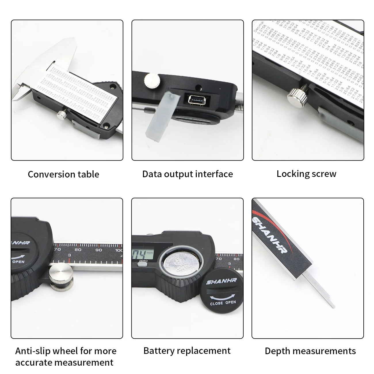 SHANHR 150/200/300 mm Digital Electronic Caliper Ruler IP54 Digital Vernier Caliper Digital Caliper Stainless Steel Calipers