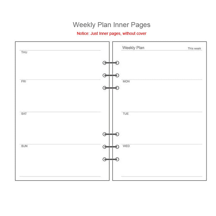 Diary 2025 Classic 6 Holes Binder Notebook Inner Paper Core/refilling Inner Papers:line,grid,dots,list,daily Weekly Monthly Plan