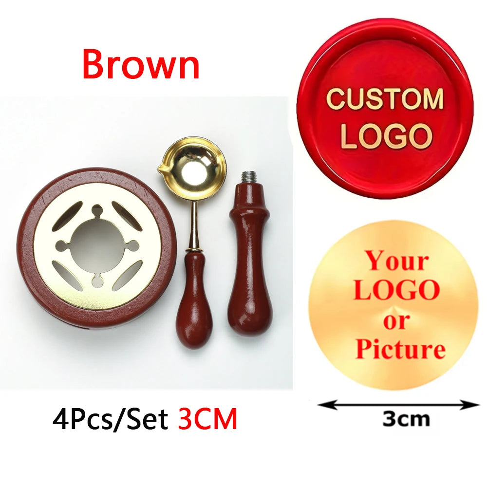 Custom Wax Seal Stamp Kit Personalized Image/LOGO Customized Wax Sealing Stamp with Melting Spoon set for Wedding Invitation Wax