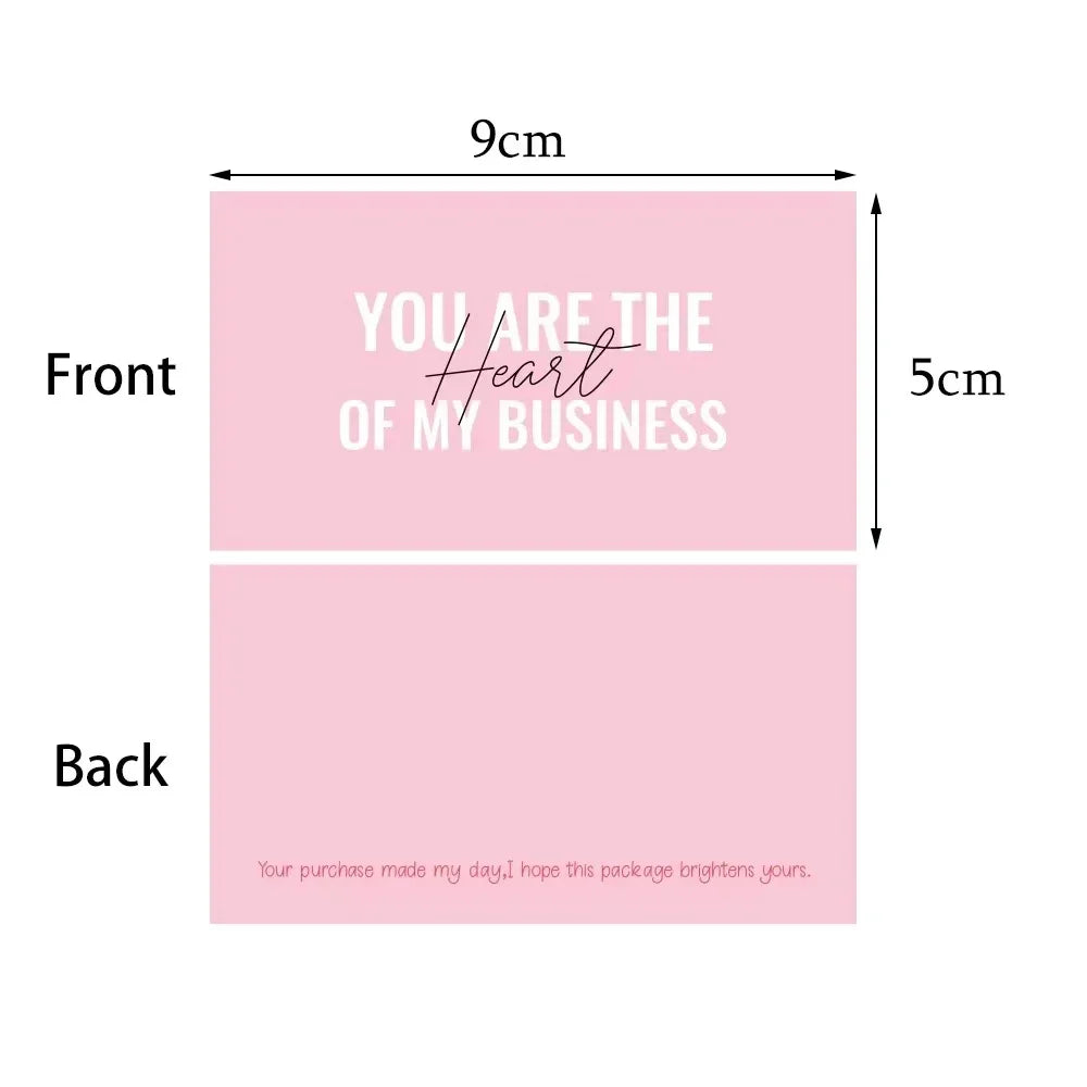 50pcs Pink Double Sided Thank You Cards for Small Business Gift Card Party Decoration Supplies Greeting Cards Package Decoration