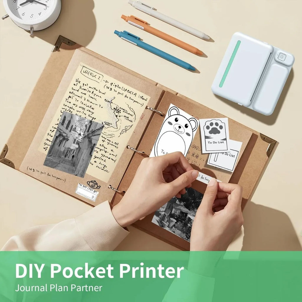 Sticker Printer, Fun Print Pod Mini Bluetooth Portabel Sticker Maker with 3 Rolls Paper, Print Pods Mini Printer