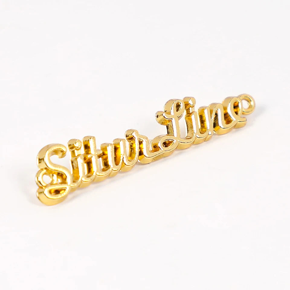 Custom Logo 3D Metal Letters Zinc Alloy Name Tag for Handbag Clothing Metal Labels Sew-On