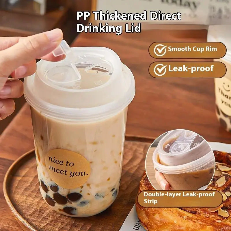 10pcs Transparent Coffee Cups With Lids U-shaped Disposable Cups For Hot Drink Milk Tea Takeaway Beverage Cups〔CC11〕