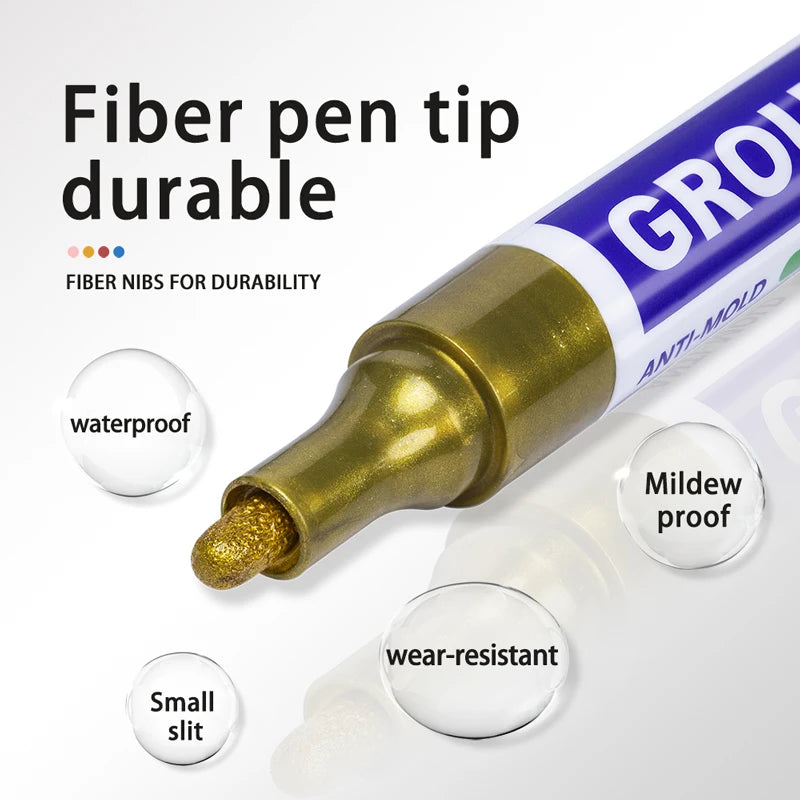 White Grout Tile Pen 8 Colors Waterproof Wall Grout Restorer Marker Pen for Bathroom Wall Floor Decontamination Seam Repair Pens