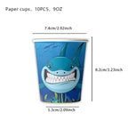 Ocean Shark Theme Disposable Tableware Cute Cartoon Marine Animal Plastic Tablecloth Kids Birthday Party Baby Shower Decor
