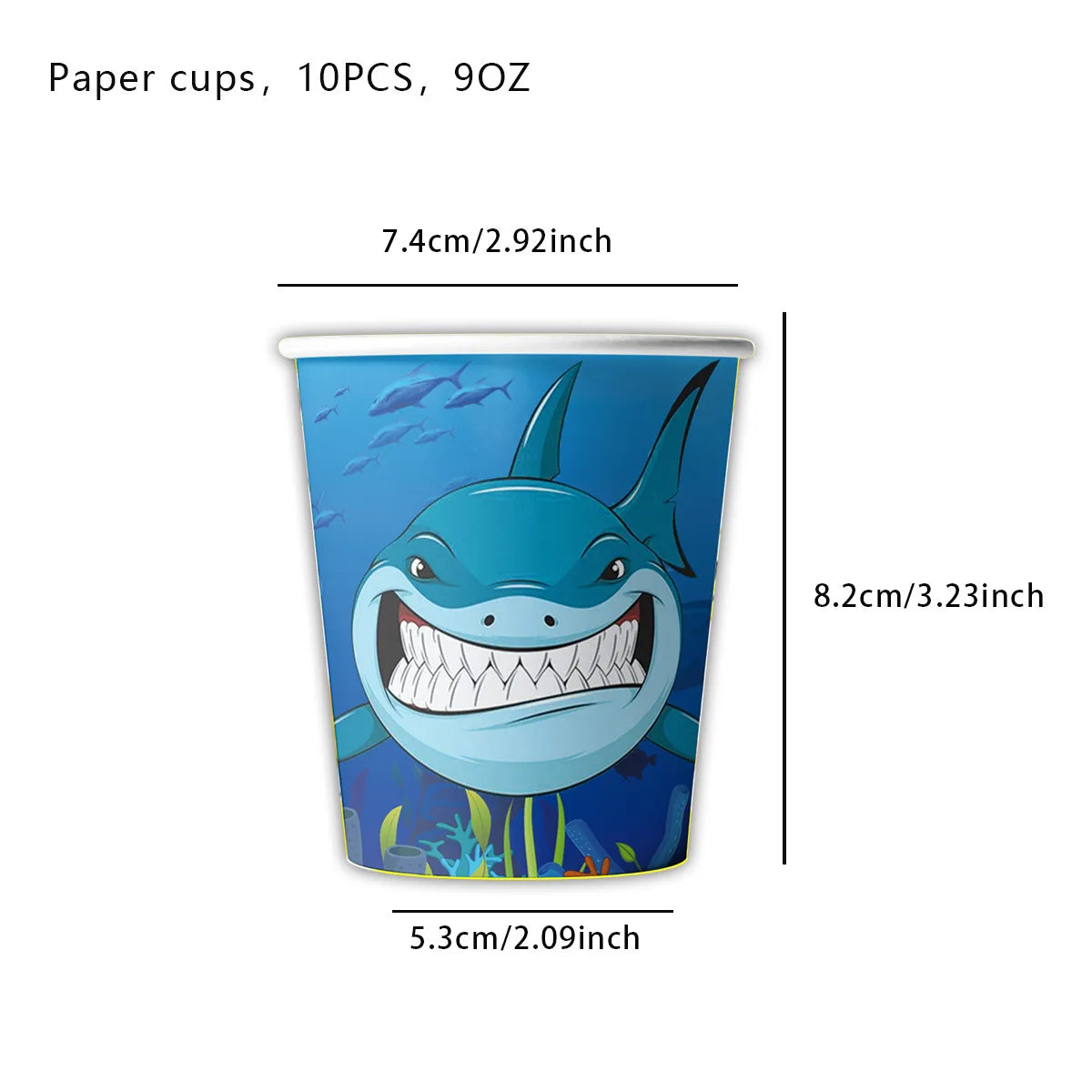 Ocean Shark Theme Disposable Tableware Cute Cartoon Marine Animal Plastic Tablecloth Kids Birthday Party Baby Shower Decor
