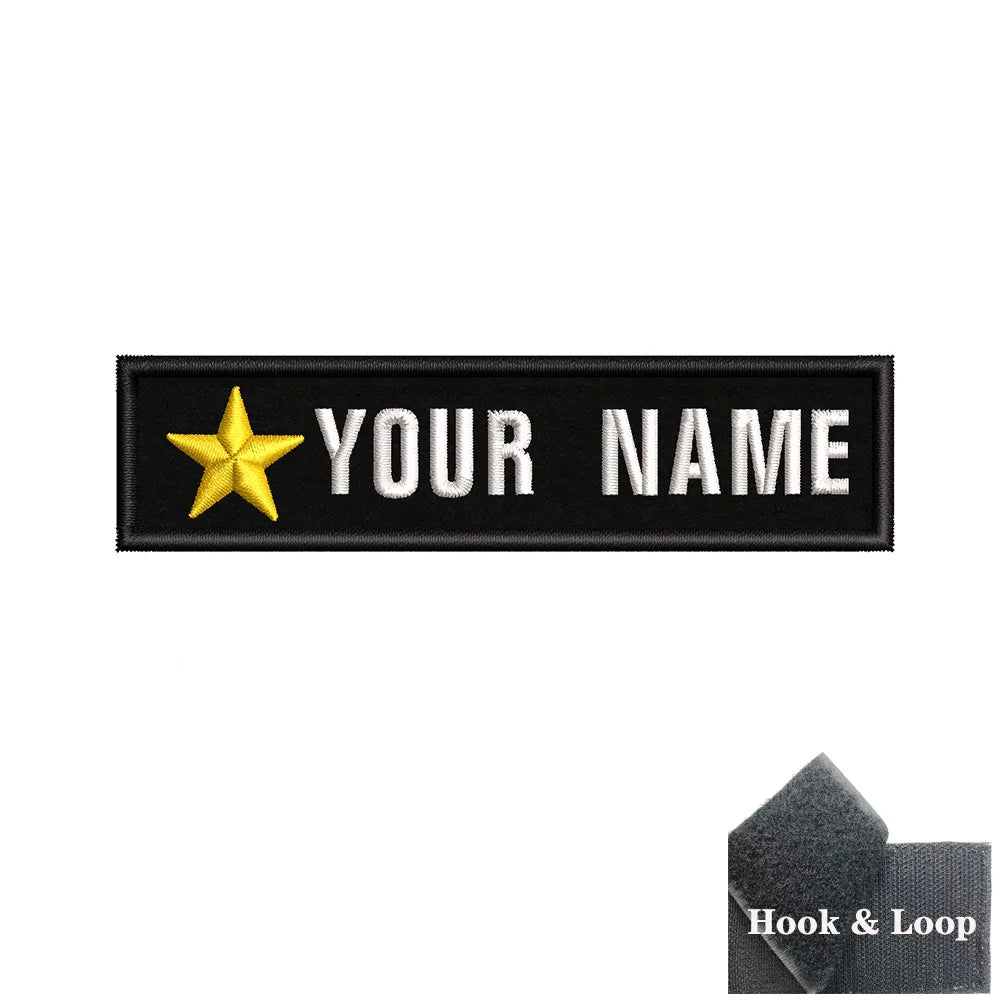 1PC 10cmX2.5cm Custom Name Patch Stripes Badge Iron On Or Hook Loop fire trophy radiation motorcycle blood drop love Pentagram