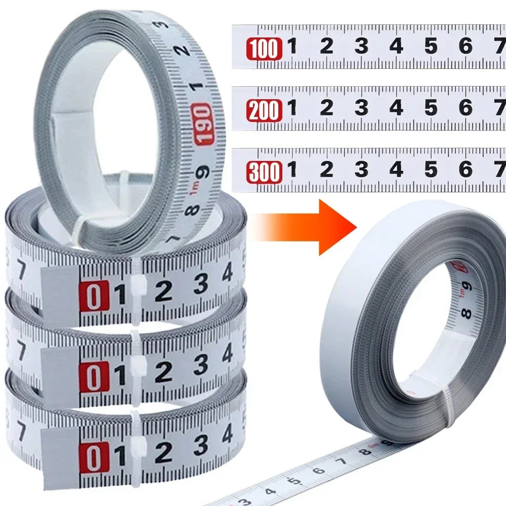 Self-Adhesive Measuring Tape Carbon Steel Workbench Ruler Adhesive Backed Tape Measure Metric Scale Rust-Proof Enduring Ruler