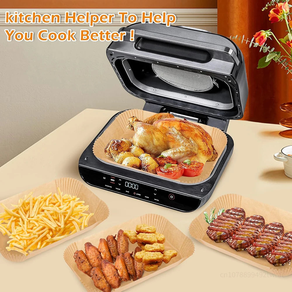 50/100Pcs Air Fryer Liners Disposable for Ninja FG551/DG551/IG651/ Foodi Smart XL Indoor Grill, Unbleach Parchment Paper Sheet