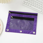 Double Zipper Pen Bag 3 Rings Binders Pencil Case File Bag Pencil Box For Erasers Rulers Markers Storage