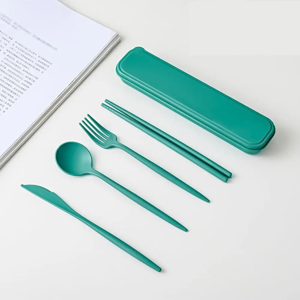 New Wheat straw Wheat Straw Dinnerware Set Eco-Friendly Portable Utensil Box Tableware Cutlery Set Travel