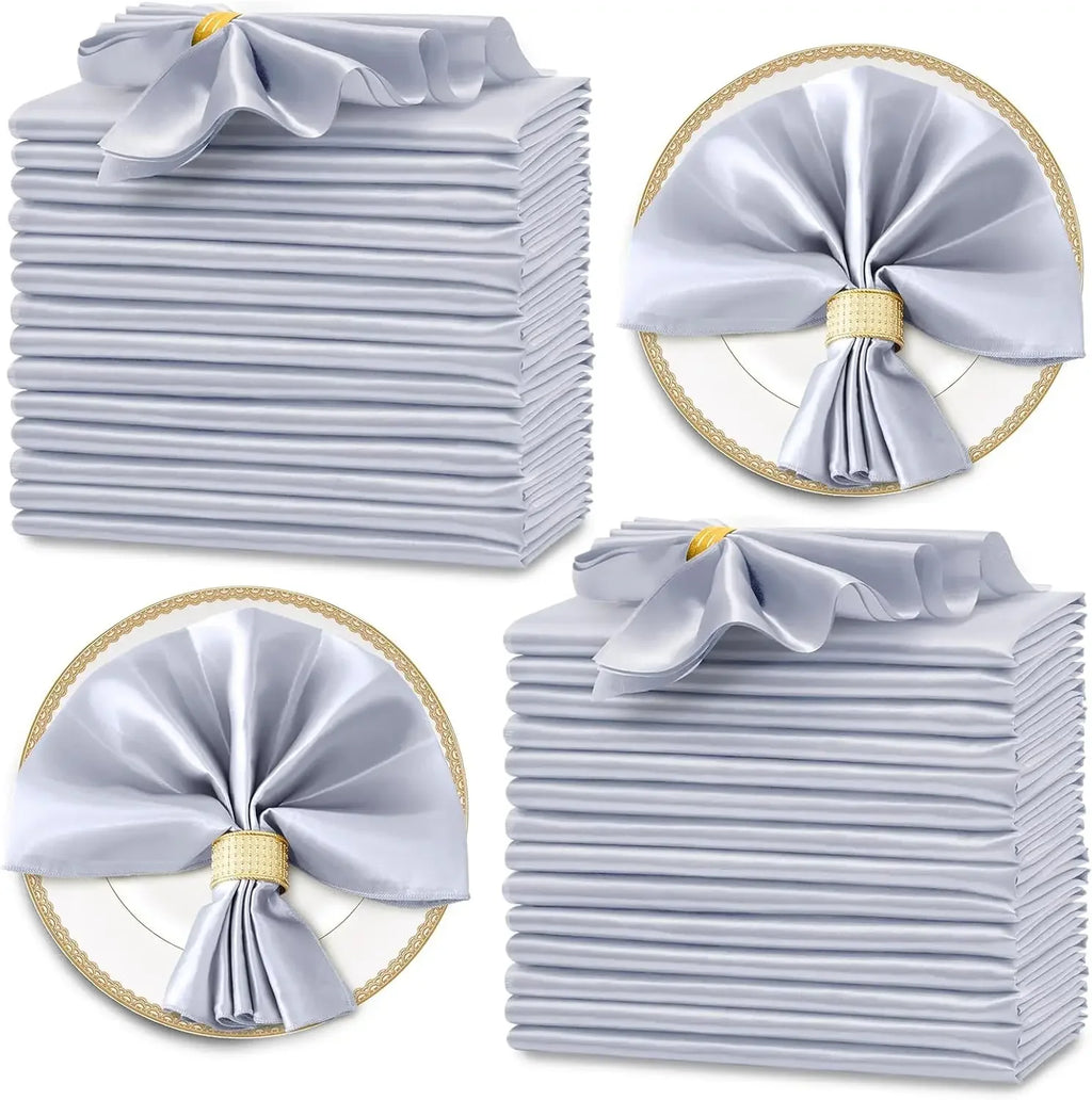 12 Pack Satin Cloth Napkins, 30x30cm Silky Wedding Napkins Cloth, Luxury Dining Table Cloth Napkins for Birthday Holiday Party