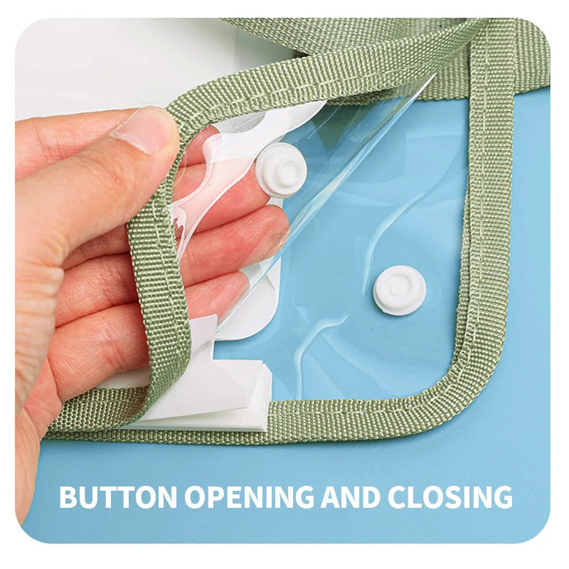 HUAJIE A4 Transparent Accordion File Bag, Waterproof Snap Folder for Students, Large Capacity Handheld Document Organizer