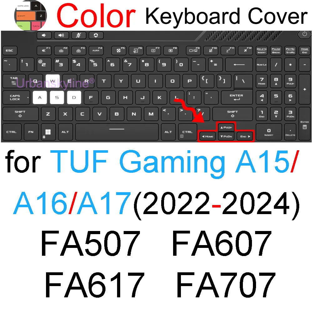Keyboard Cover for ASUS TUF Dash F15 F16 F17 FX507 FX607 Gaming A15 A16 A17 A18 FA507 FA607 FA707 Silicone Protector Skin Case
