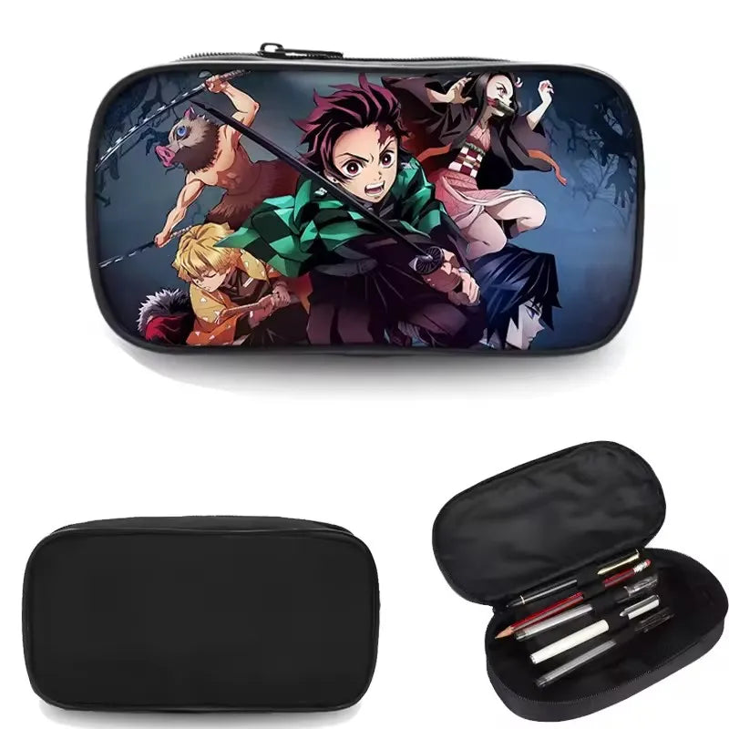 Nime Demon Slayer Kimetsu No Yaiba Pencil Pen Case Stationery Bag Pouch Holder Box Organizer for Teens Girls Adults Student.
