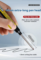 1-12 PCS 45mm Tip Waterproof Long Head Marker Pen Quick-Dry Ink for Woodworking Construction, Deep Hole White Black Red Blue