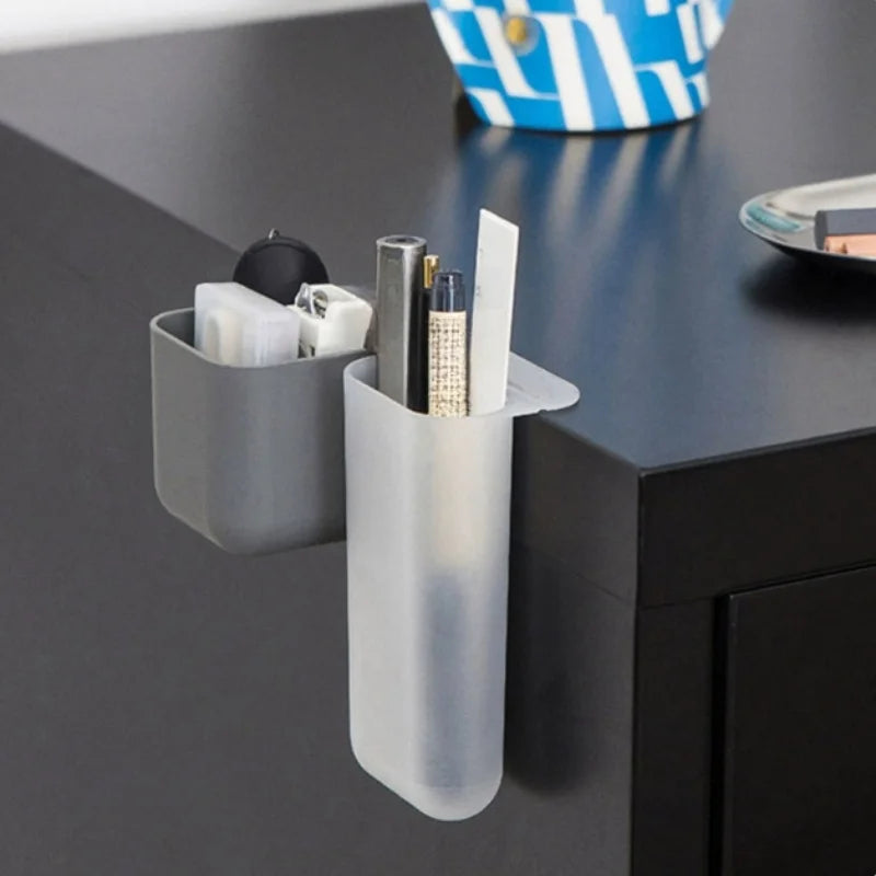 Multi Functional Desktop Display Pocket Pen Holder, Office Desk Stationery Pen Box, Adhesive Small Item Storage Tube