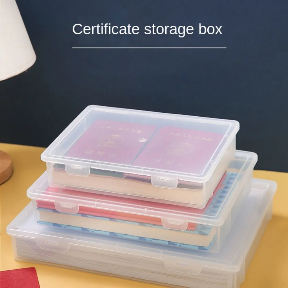 Organized Plastic Document Organizer Square Shape Clear A4 Organizing Box Storage Box