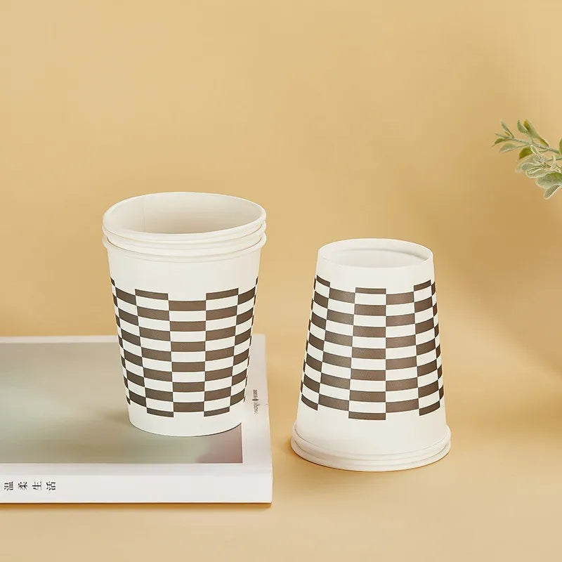 50pcs Disposable Cartoon Cute Cups White Thicken Durable Cups for Hot and Cold Drinks Household Party Office Coffee Cup
