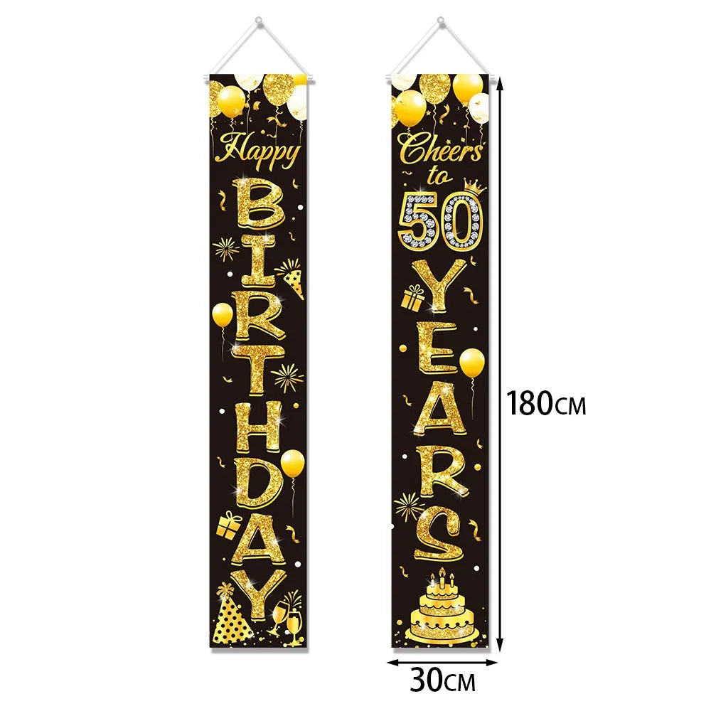 50th Birthday Party Supplies for Men Women Black and Gold 50 Years Old Party Paper Plates Cups Napkin Tablecloth Tableware Decor