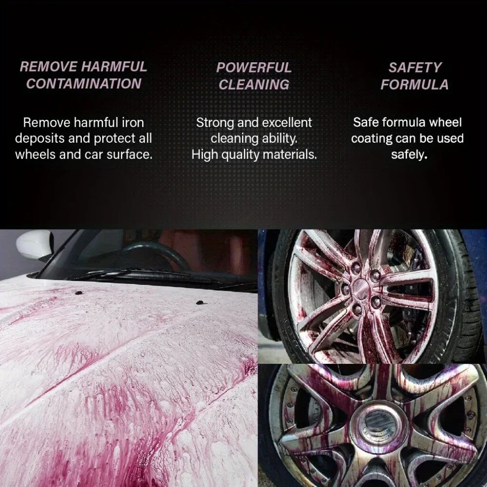 Car Paint & Wheel Iron Particles Powder Cleaning Super Rust Dust Remover Spray Metal Surface Defender Auto Rim Cleaner