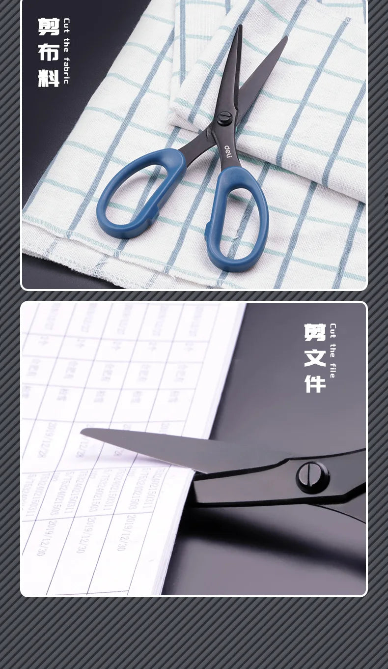 Deli Black Blade Scissors All Purpose Sharp Stainless Steel Non Stick Comfort Grip for Scissors for Office Home School Craft