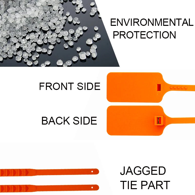 100Pcs Custom Logo Plastic Security Seals Zip Tie Hang Tags Personalized Brand Labels for Garment Sneaker Shoes 300mm 11.8"