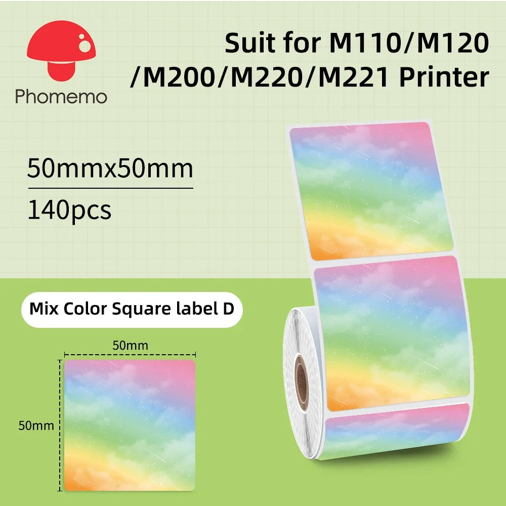 Phomemo Label For M110/M220/M221 Mini Printer Portable Thermal Label Stickers Self-Adhesive Waterproof Label Maker Sticker New