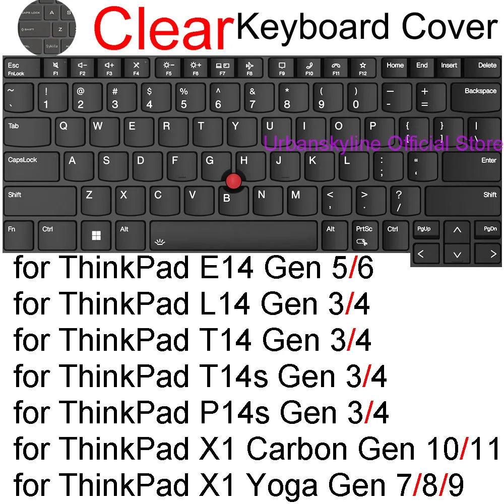Keyboard Cover for Lenovo ThinkPad 14 X1 Carbon X1 Gen 13 12 11 10 P1 E14 L14 P14s T14 T14s P1 Silicone Protector Skin Case 2025