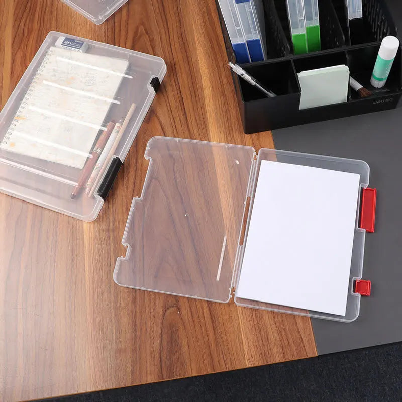 Transparent Thicken A4 File Box Plastic Office Document Sorting Storage Box Buckle Design Book File Archive Seal Boxes Organizer