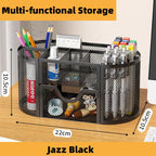 7 Compartment Metal Mesh Desktop Organizer with Drawer Pen Pencil Holder Stationery Storage for Home Office School Students Dorm