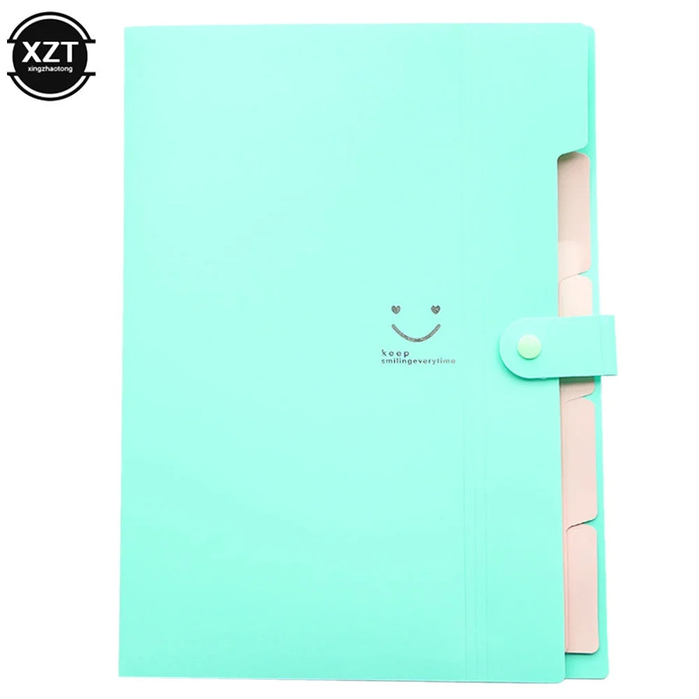 A4 Organ Folder 5 Layers Macaron Colors File Manager Storage Simple Folder for Student School and Office Stationery Supplies