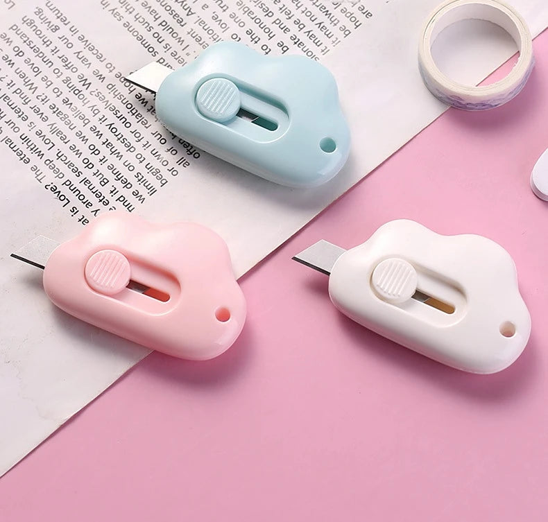 Portable Utility Knife Cloud Mini Students Paper Knife Office Utility Knife Safety Knife Letter Opener Mini Cutter Box Opener