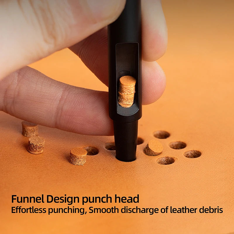 WUTA 1-10pcs Plating Titanium Leather Hole Punching Tools Set Round Hollow Puncher DIY Leather Craft for Watch Band,Belt,Fabric