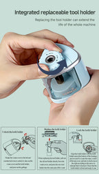 Tenwin Electric/Manual 2 in 1 Pencil Portable Sharpener Safe Student Helical Steel Blade Kids Adults Auto Pencil Sharpener 8005