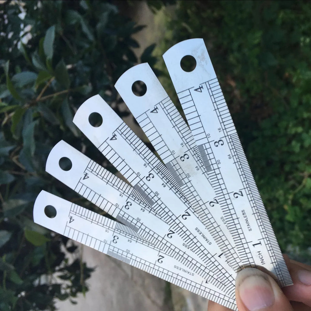 10pcs Precision Stainless Steel Rulers, 4-Inch Double-Sided Metal Rulers with Etched Markings for Teaching and Drawing