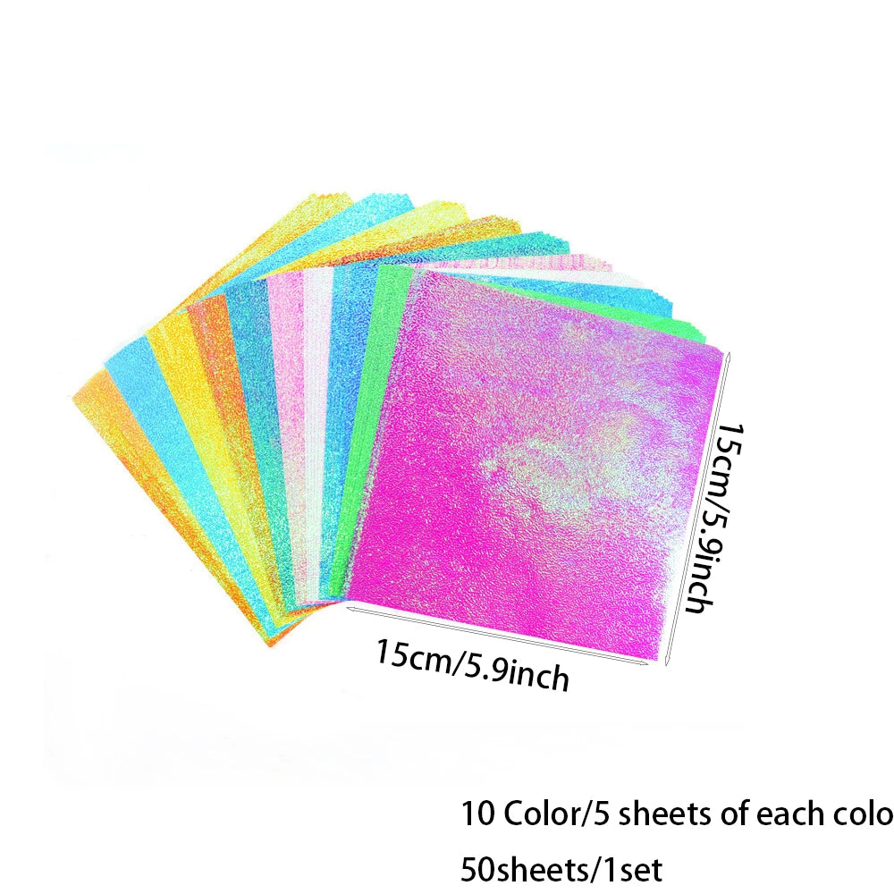 15*15cm Colorful Glitter Origami Kids Handmade Materials DIY Scrapbooking Folding Craft Paper Square Star Pattern Craft Decor