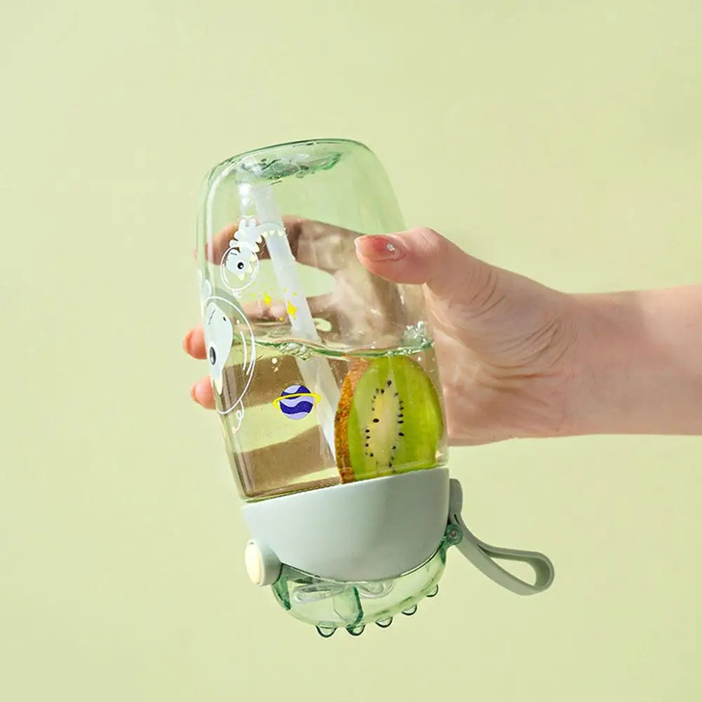 500ml Children's Dinosaur Water Bottle With Silicone Straw Leak Proof Plastic Water Bottle Summer Children's Water Cup