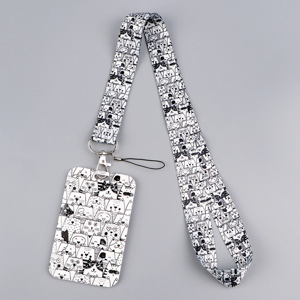 Kawaii Cat Credential Holder Cute Cat Paw Lanyards for Keys Neck Strap ID Card Gym Phone Straps Keychain Keyring Accessories